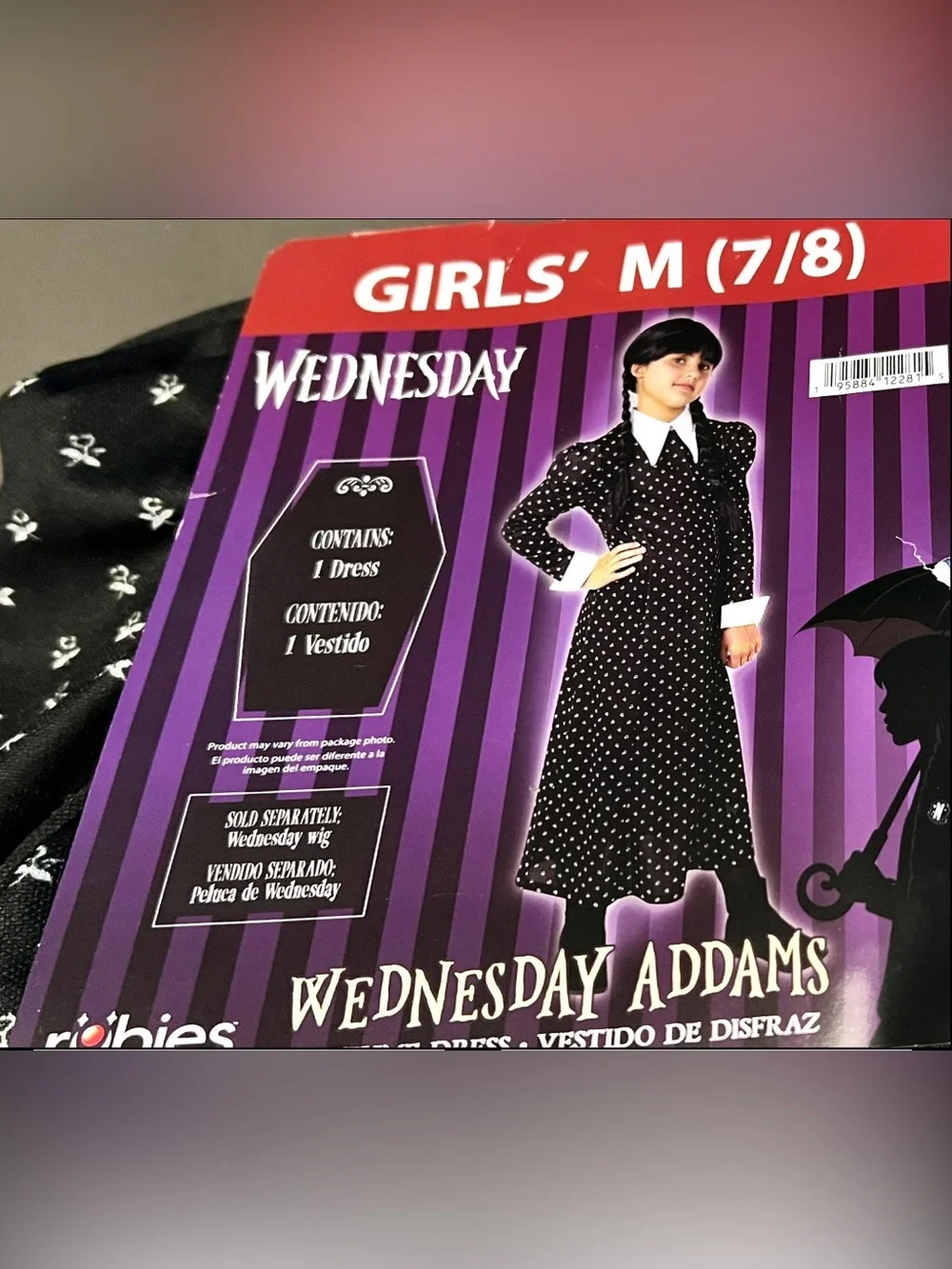 Wednesday Addams Family Halloween Costume Girls Medium 7/8 Dress Rubies New